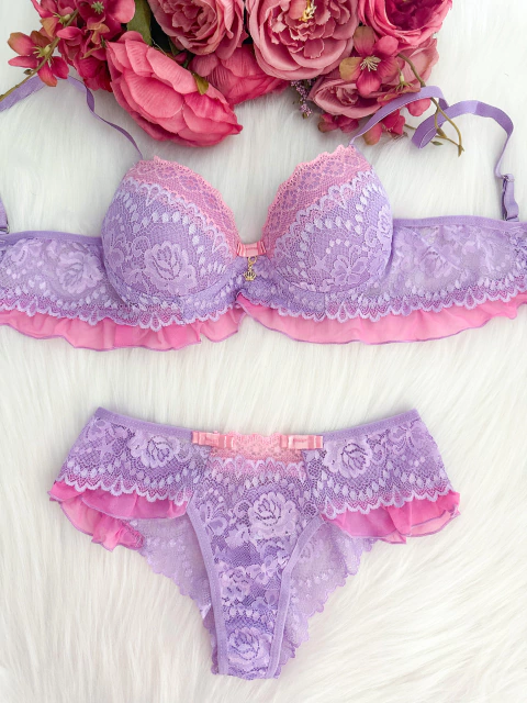 Conjunto Love Roxo/Rosa