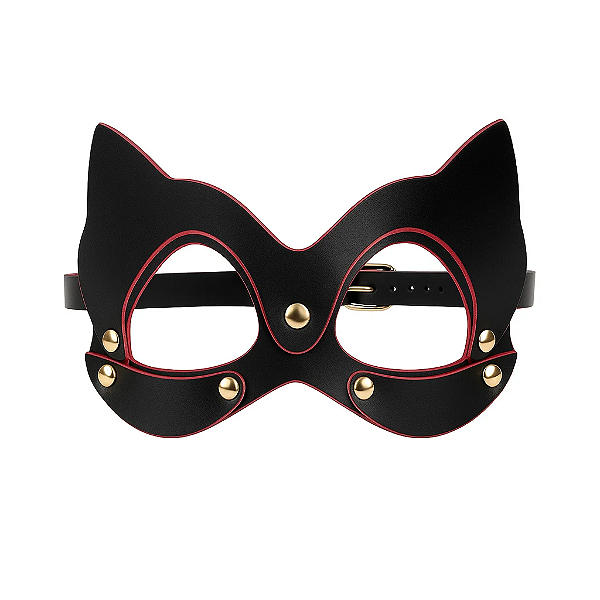Máscara Fetish CatEyes Deluxe, Couro Sintético e Rebites Metálicos