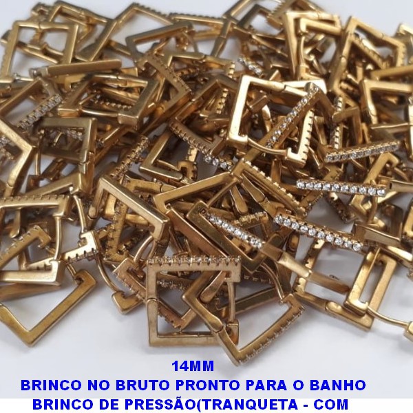 BRINCO NO BRUTO PRONTO PARA O BANHO BRINCO DE PRESSDÃO(TRANQUETA) - COM  UMA FILEIRA DE ZIRCONIA - TAMANHO 14MM PESO TOTAL 2.3GR - BRU6210
