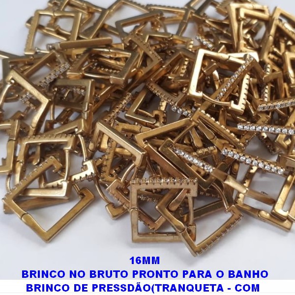 BRINCO *** NO BRUTO PRONTO PARA O BANHO BRINCO DE PRESSDÃO(TRANQUETA - COM  UMA FILEIRA DE ZIRCONIA - TAMANHO 16MM PESO TOTAL 2.5GR - BRU6211