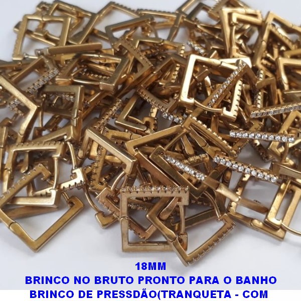 BRINCO *** NO BRUTO PRONTO PARA O BANHO BRINCO DE PRESSDÃO(TRANQUETA - COM  UMA FILEIRA DE ZIRCONIA - TAMANHO 18MM PESO TOTAL 2.9GR - BRU6212