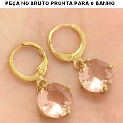 BRINCO PRESSÃO NO BRUTO PRONTO PARA BANHO JÁ NO COBRE EM ZIRCÔNIA LARANJA 10x10 TAMANHO APROXIMADO:2.5CM REF.BRU404