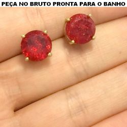 BRINCO NO BRUTO PRONTO PARA O BANHO JA NO COBRE BASE EM ALTA FUSÃO PEDRA FUSION VERMELHA 2.9GR TAMANHO APROXIMADO:10x10MM REF:BRU1343