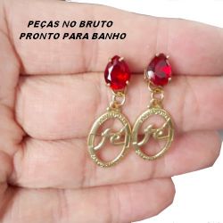 BRINCO NO BRUTO PRONTO PARA O BANHO COM BASE EM ZIRCONIA 8X10 REDONDO VASADO PALAVRA FÉ PESO TOTAL 4GR REF.BRU1791