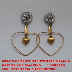BRINCO NO BRUTO PRONTO PARA O BANHO BASE BAIXA FUSÃO PING.      2 CORAÇÃO 3CM - PESO TOTAL 3.6GR BRU2365