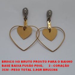 BRINCO NO BRUTO PRONTO PARA O BANHO BASE BAIXA  FUSÃO - PINGENTE     2 - CORAÇÃO 3CM - PESO TOTAL 2.9GR BRU2366