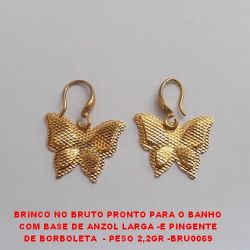 BRINCO NO BRUTO PRONTO PARA O BANHO COM BASE DE ANZOL LARGA -E PINGENTE DE BORBOLETA  - PESO 2,2GR -BRU0069