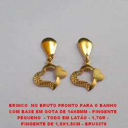 BRINCO  NO BRUTO PRONTO PARA O BANHO COM BASE EM GOTA DE 14X8MM - PINGENTE PEQUENO  - TODO EM LATÃO - 1,7GR -  PINGENTE DE 1,5X1,5CM - BRU3378