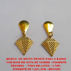 BRINCO  NO BRUTO PRONTO PARA O BANHO COM BASE EM GOTA DE 14X8MM - PINGENTE PEQUENO  - TODO EM LATÃO - 1,7GR -  PINGENTE DE 1,5X1,3CM - BRU3382