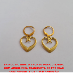 BRINCO NO BRUTO PRONTO PARA O BANHO COM ARGOLINHA TRANQUETA DE PRESSAO COM PINGENTE DE 1,5CM CORAÇÃO 1,8GR - BRU0433