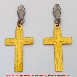 BRINCO NO BRUTO PRONTO PARA BANHO -  BRINCO DE CRUZ - TAMANHO:4,1CM - PESO: 2,2GR - BRU1904