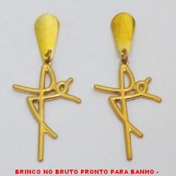 BRINCO NO BRUTO PRONTO PARA BANHO -  BRINCO COM A PALAVRA ''FÉ'' - TAMANHO: 4,4CM - PESO:1,5GR - BRU1699