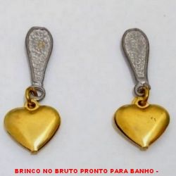 BRINCO NO BRUTO PRONTO PARA BANHO -  BRINCO DE CORAÇÃO - TAMANHO:2,9CM -  PESO:2,2GR - BRU1962