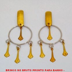 BRINCO NO BRUTO PRONTO PARA BANHO -  BRINCO DE ''ARGOLA'' COM PENDURICALHOS -  TAMANHO:5,7CM - PESO:3,3GR - BRU0173