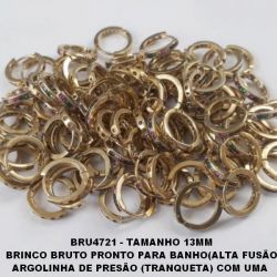 BRINCO BRUTO PRONTO PARA BANHO(ALTA FUSÃO ARGOLINHA DE PRESÃO (TRANQUETA) COM UMA  FILEIRA DE ZIRCONIA COLORIDA(TAMANHO 13MM BRU4721