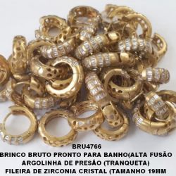 BRINCO *** BRUTO PRONTO PARA BANHO(ALTA FUSÃO  ARGOLINHA DE PRESÃO (TRANQUETA)  FILEIRA DE ZIRCONIA CRISTAL (TAMANHO 19MM  (LARGURA 6MM PESO 6.1GR - BRU4766