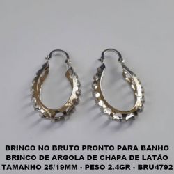 BRINCO NO BRUTO PRONTO PARA BANHO BRINCO DE ARGOLA DE CHAPA DE LATÃO TAMANHO 25/19MM - PESO 2.4GR - BRU4792