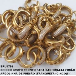 BRUTO PRONTO PARA BANHO (CX04)  ARGOLINHA DE PRESÃO (TRANQUETA) CINCO(5) FILEIRA DE ZIRCONIA CRISTAL (TAMANHO 20MM  (LARGURA 6MM PESO 6.1GR - BRU4756