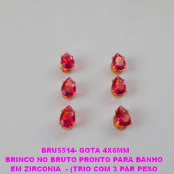 BRINCO NO BRUTO PRONTO PARA BANHO  EM ZIRCONIA  - (TRIO COM 3 PAR PESO  TOTAL DO TRIO 1GR - TAMANHO GOTA  (OS 3 DO MESMO TAMANH) GOTA 4X6MM  BRU5514