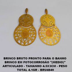BRINCO BRUTO PRONTO PARA O BANHO  BRINCO EM FOTOCORROSÃO ''(MEDIO)''  ARTICULADO - TAMANHO 4.5X3CM - PESO  TOTAL 4.1GR - BRU4849