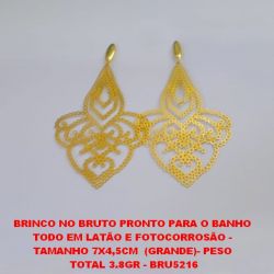 BRINCO NO BRUTO PRONTO PARA O BANHO  TODO EM LATÃO E FOTOCORROSÃO -  TAMANHO 7X4,5CM  (GRANDE)- PESO  TOTAL 3.8GR - BRU5216