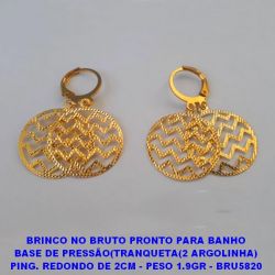 BRINCO NO BRUTO PRONTO PARA BANHO(CX110) BASE DE PRESSÃO(TRANQUETA(2 ARGOLINHA) PING. REDONDO DE 2CM - PESO 1.6GR - BRU5820