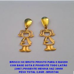BRINCO NO BRUTO PRONTO PARA O BANHO COM BASE GOTA E PINGENTE TODO LATÃO (2467) PINGENTE MENINA VAZ 20MM PESO TOTAL 2.0GR - BRU5744