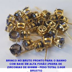 BRINCO NO BRUTO PRONTO PARA O BANHO COM BASE EM ALTA FUSÃO (PEDRA DE  ZIRCONIAS DE 8X8MM - PESO TOTAL 2.0GR BRU5752