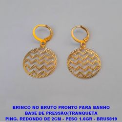 BRINCO NO BRUTO PRONTO PARA BANHO BASE DE PRESSÃO(TRANQUETA PING. REDONDO DE 2CM - PESO 1.6GR - BRU5819