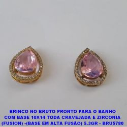 BRINCO NO BRUTO PRONTO PARA O BANHO COM BASE 10X14 TODA CRAVEJADA E ZIRCONIA () -(BASE EM ALTA FUSÃO) 5.3GR - BRU5780