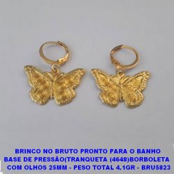 BRINCO NO BRUTO PRONTO PARA O BANHO  BASE DE PRESSÃO(TRANQUETA (4648)BORBOLETA   COM OLHOS 25MM - PESO TOTAL 4.1GR - BRU5823