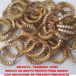 BRINCO NO BRUTO PRONTO PARA BANHO  COM ARGOLINHA DE PRESSÃO(TRANQUETA  COM (1) FILEIRA DE ZIRCONIA PESO TOTAL  2.0GR - TAMANHO 15MM - BRU5975