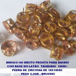 BRINCO NO BRUTO PRONTO PARA BANHO  COM BASE EM LATÃO  TAMANHO  10MM -  PEDRA DE ZIRCONIA DE 10X10MM   PESO 2.3GR - BRU5985