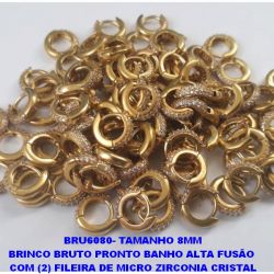 BRINCO BRUTO PRONTO BANHO ALTA FUSÃO  COM (2) FILEIRA DE MICRO ZIRCONIA CRISTAL ARGOLINHA DE PRESSÃO (TRANQUETA) TAM.12MM PESO TOTAL 1GR  BRU6080