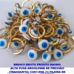 BRINCO BRUTO PRONTO BANHO  ALTA FUSÃ ARGOLINHA DE PRESSÃO   COM UMA (1) FILEIRA DE  ZIRCONIA COLORIDA OLHO GREGO -  PESO 2.5GR - TAM. 10MM BRU4350