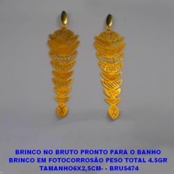 BRINCO NO BRUTO PRONTO PARA O BANHO  BRINCO EM FOTOCORROSÃO PESO TOTAL 4.5GR  TAMANHO6X2,5CM- - BRU5474