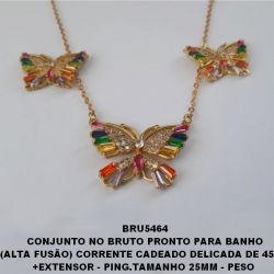 CONJUNTO NO BRUTO PRONTO PARA BANHO (ALTA FUSÃO) CORRENTE CADEADO DELICADA DE 45CM +EXTENSOR - PING.TAMANHO 25MM - PESO  8.8GR -BRU5464