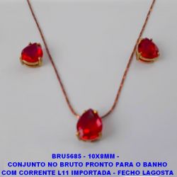 CONJUNTO NO BRUTO PRONTO PARA O BANHO COM CORRENTE L11 IMPORTADA - FECHO LAGOSTA BASE TODA EM ALTA FUSÃO -ZIRCONIA 10X8MM PESO 4GR - BRU5685