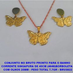 CONJUNTO NO BRUTO PRONTO PARA O BANHO  CORRENTE SINGAPURA DE 45CM (4648)BORBOLETA   COM OLHOS 25MM - PESO TOTAL 7.7GR - BRU5822