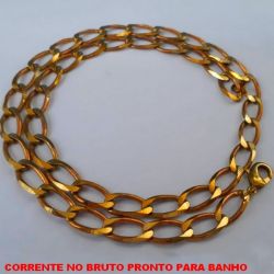 CORRENTE NO BRUTO PRONTO PARA BANHO  GRUMET LONGA DIAMANTADA (01184) LARGURA 8MM -  COM FECHO LAGOSTA(PESO 40.0GR ) - ''70CM'' -BRU4417