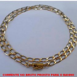 CORRENTE NO BRUTO PRONTO PARA O BANHO  (118) CORRENTE ELLO BATIDO - COM FECHO CANHÃO  - PESO 10.0GR - LARGURA DA CORRENTE 4.4MM  CORRENTE ELLO BATIDO ''60CM'' BRU0668