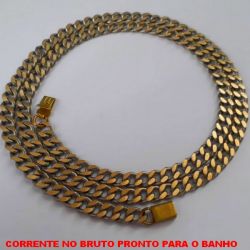 CORRENTE NO BRUTO PRONTO PARA O BANHO  COM FECHO GAVETA - ELLO 1X1 BATIDO - LARGURA DA CORRENTE 6.0MM (XCN180) PESO 32,5GR ( '' 60CM '' ) - BRU4358