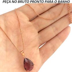 GARGANTILHA NO BRUTO PRONTO PARA O BANHO JÁ NO COBRE EM ZIRCÔNIA VERMELHA TAMANHO APROXIMADO:52CM TAMANHO APROXIMADO:2,5CM REF:BRU243