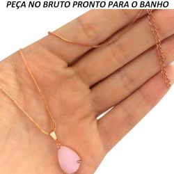 GARGANTILHA NO BRUTO PRONTO PARA O BANHO JÁ NO COBRE EM ZIRCÔNIA ROSA TAMANHO APROXIMADO:52CM TAMANHO APROXIMADO:2,5CM REF:BRU241