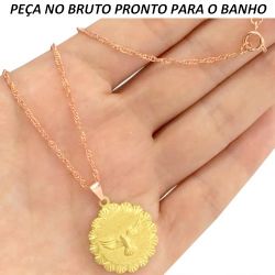 GARGANTILHA NO BRUTO PRONTO PARA O BANHO JÁ NO COBRE ESPÍRITO SANTO 3,6GR TAMANHO APROXIMADO:47,5CM TAMANHO APROXIMADO:3CM REF:BRU348