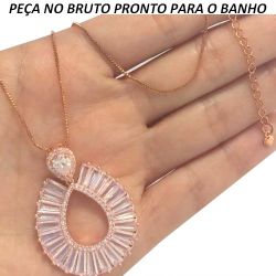 GARGANTILHA NO BRUTO PRONTO PARA O BANHO EM ZIRCÔNIA BRANCA TAMANHO APROXIMADO:45CM TAMANHO APROXIMADO:4CM 11GR REF:BRU304