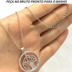 GARGANTILHA NO BRUTO PRONTO PARA O BANHO JÁ NO COBRE/NÍQUEL COM A PALAVRA ÁRVORE DA VIDA EM MICRO ZIRCÔNIA BRANCA TAMANHO APROXIMADO:45CM TAMANHO APROXIMADO:2,5CM 4.8GR REF:BRU542