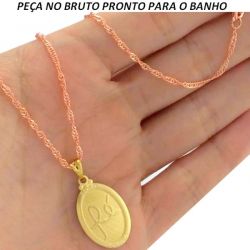 GARGANTILHA NO BRUTO PRONTO PARA O BANHO COM A PALAVRA FÉ TAMANHO APROXIMADO:45CM TAMANHO PINGENTE:2CM 3GR REF.BRU884