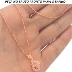 GARGANTILHA NO BRUTO PRONTO PARA O BANHO EM FORMA CAMALEÃO EM ZIRCÔNIA TAMANHO APROXIMADO:45CM TAMANHO PINGENTE:2CM 2,5GR REF.BRU899