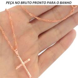 GARGANTILHA NO BRUTO PRONTO PARA O BANHO EM CRUCIFIXO TAMANHO APROXIMADO:45CM TAMANHO PINGENTE:2,5CM 3GR REF.BRU912